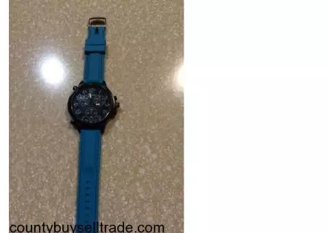 Blue and black men's watch